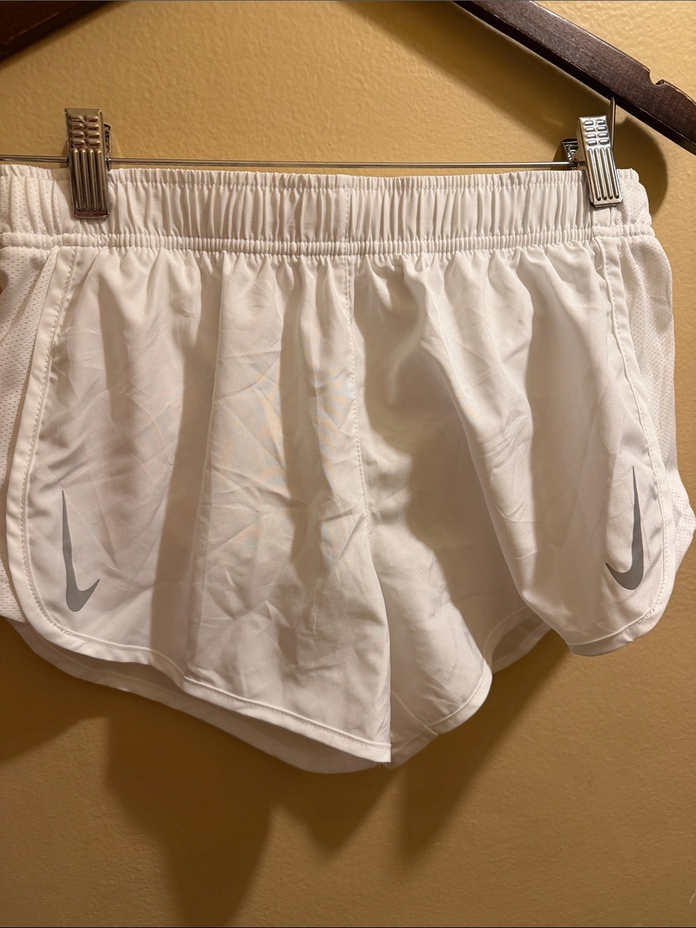 Nike White Women's Athletic Running Shorts with Reflective Swoosh